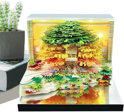 Klokaalender 2026 - Papieren sculptuur - Creatief organiseren - Verlicht 3D-boomdesign - 8.5 x 8.5 cm - Meerkleurig