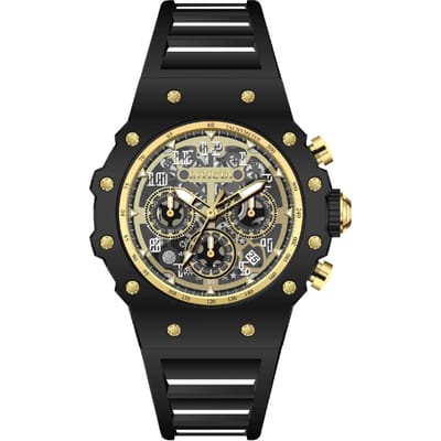 Invicta Racing 69662 Herenhorloge - Quartz Uurwerk - Acryl met Gouden Wijzerplaat - 43 mm