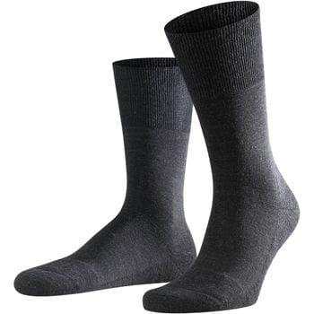 FALKE Airport Plus eenkleurig wol katoen sokken heren grijs - maat 43-44