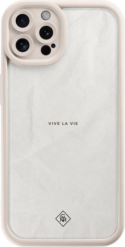 Casimoda® hoesje - Geschikt voor iPhone 12 Pro - Vive La Vie - Effen telefoonhoesje met lensbescherming - TPU - Backcover - Grijs