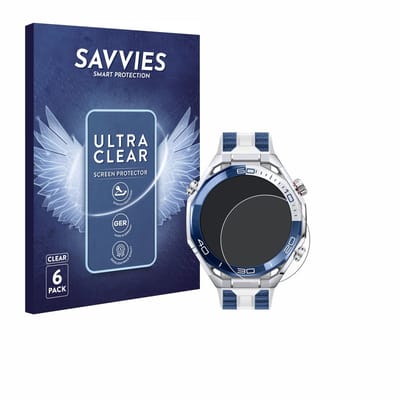 Savvies - Screenprotector voor Huawei Watch Ultimate 2 Blue - Folie Beschermfolie transparant 6 Stuks