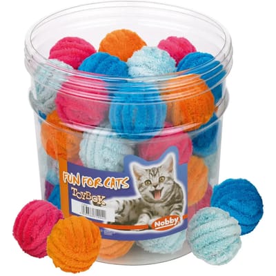 Doos met 40 pluche kattenballen Nobby Pet