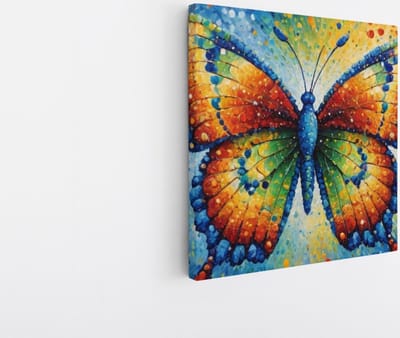 Saammp Canvas Schilderij - Kleurrijke Vlinder - Abstract - Dieren - 20x20 - Foto op canvas - Wanddecoratie - muurdecoratie Woonkamer - Slaapkamer decoratie - Canvas Print