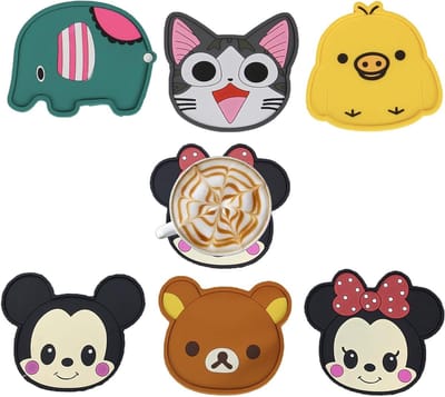 Schattige dieren onderzetters - 6 stuks met kattenpatroon voor thee, koffie en drankjes (siliconen)