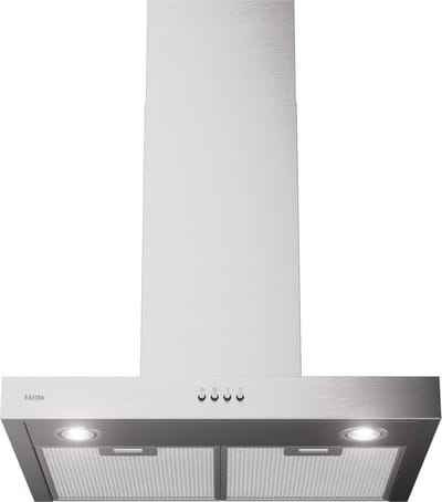 ETNA AB260RVS - Blokmodel Schouwkap - RVS - Energielabel A - 3 Afzuigstanden - LED spots - Afvoer naar buiten of recirculatie - Druktoetsen