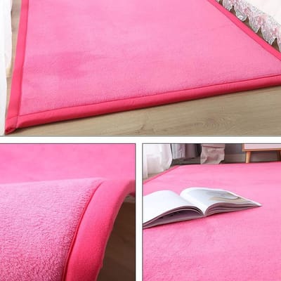 Zachte en Moderne Vloerkleden voor Slaapkamer en Kantoor - Dikke Coral Velours Tapijt, Antislip en Fluffy (80cm*200cm, Roze Rood)