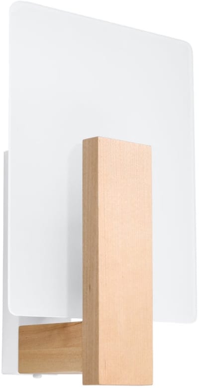 Sollux Lighting Wandlamp Lappo - E14 - natuurlijk hout - hout/glas - 30.5x16x12cm