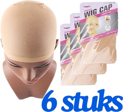 6 x Wig Cap - LICHTBRUIN - Pruikennet voor pruiken 6 Stuks - Pruikennetten - Wig Caps - Wig Cap Lichtbruin