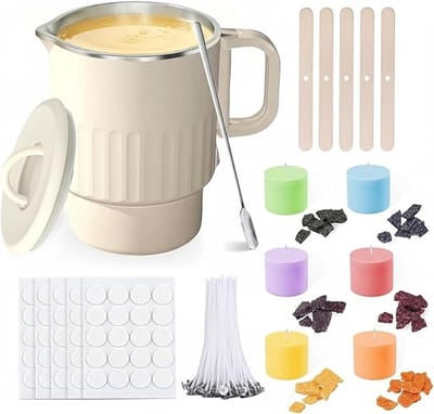 Kaarsenmaakset met wassmelter, 1000 ml schenkpan en 6 kleuren