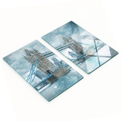 Set van twee glazen keukenplanken met Tower Bridge-motief, Londen, 2x30x52 cm