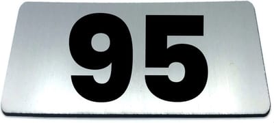 Nummerplaatje 95 - 80 x 50 x 1,6 mm - RVS-look geborsteld - Incl. 3M-tape | Nummerbordje - Deur en kamernummer - brievenbusnummers - Gratis verzending - 5 jaar garantie | Gratis Verzending
