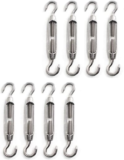RVS Turnbuckle voor draadspanning - Set van 8 haak en haak spanners voor kabels en touwen