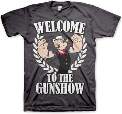 Popeye Heren Tshirt -S- Welcome To The Gunshow Grijs