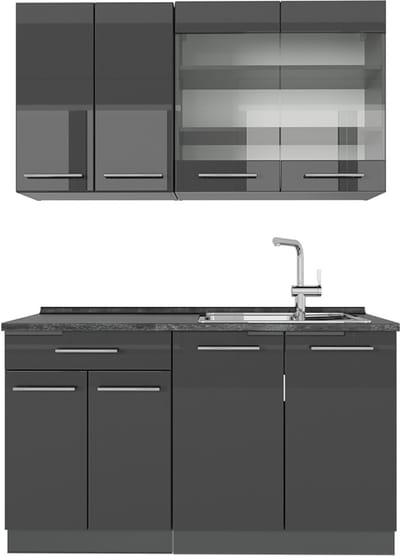 Vicco Fame-Line Eenpersoonskeuken – 140 cm zonder werkblad Antraciet Hoogglans