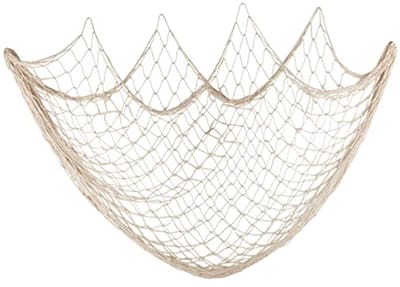 Visnet, wanddecoratie, strandthema's, visnet, wandversiering voor feest, muur, thuis, bruiloft, decoratie, fotografie, decoratie, 150 cm × 200 cm (A-wit)