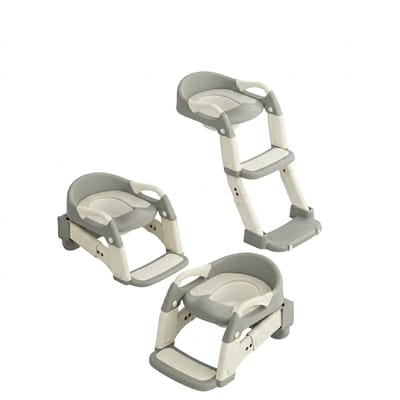 NordHaus Zindelijkheidstrainingszitje - Toilettrainer Kinderen - Toiletladder - Opvouwbaar Antislip Ontwerp - Grijs