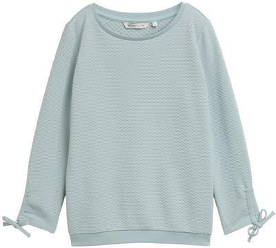 Tom Tailor Denim - Slim fit sweatshirt met gerimpelde mouwen - Maat XS - Silver Cloud Blue