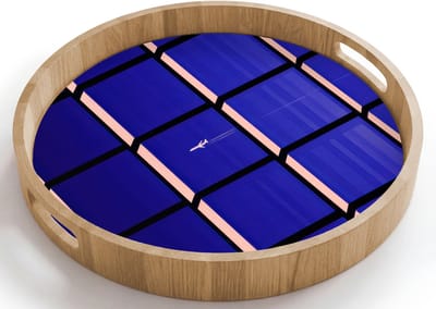 Dienblad rond 40x40 cm - Schootdienblad hout - Vliegtuig - Ruiten - Blauw - Rechthoekig - Borrelplank rechthoek - Plateau houten dienbladen