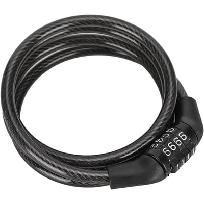 Câble antivol en acier pour vélo, sécurité à 4 chiffres, protection pour cyclisme en extérieur black