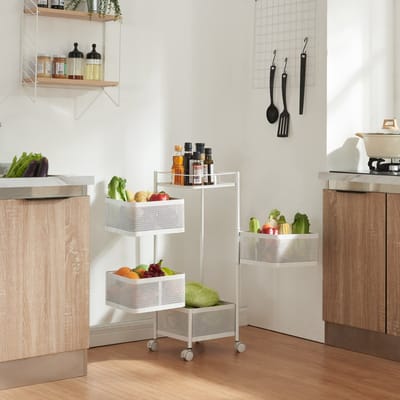 Keukentrolley Sunndal met 4 manden 79,5x27x27 cm wit