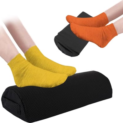 Ergonomische voetensteun voor onder bureau, comfortabel kussen voor thuiswerk, verlicht schouder- en rugpijn, zwart