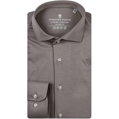 Thomas Maine Overhemd Roma Modern Kent Soft Liquid Cotton Licht Beige / male