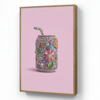 Wandlamp 70x100 cm - Oplaadbaar - Frisdrankblikje - Bloemenpatroon - Edelstenen - Kleurrijk - Wandlampen binnen woonkamer - Slaapkamer lamp - Decoratieve nachtlamp - Vloerlamp draadloos