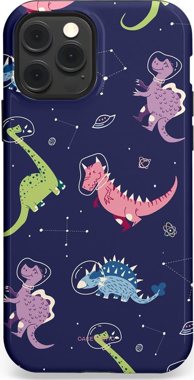 Casetastic hoesje geschikt voor Apple iPhone 12 / Apple iPhone 12 Pro - MagSafe - Dubbellaagse bescherming - Rex in de ruimte - Fashion Case - Donkerblauw Donkergrijs