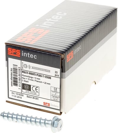 Heco - Multi-Monti betonschroeven - Zeskant SW15 - 12 x80mm - Verzinkt (25 stuks)
