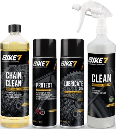 Bike7 "Voordeelpakket" Clean 1L + Chain Clean 1L + Protect 500ml + Lubricate Dry 500ml
