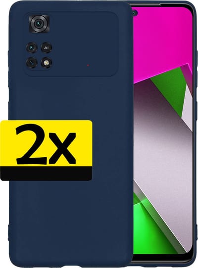 Hoesje - 2 Stuks - Geschikt voor Xiaomi Poco X4 Pro 5G - Sterk & Shockproof - Case Siliconen - Back Cover - Telefoon Hoes - Telefoonhoesjes - Donkerblauw