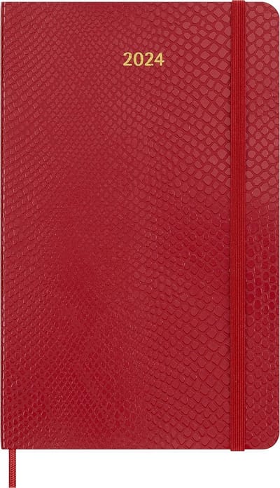 Wekagenda 12 maanden 2024 - Large 13x21 - Softcover - Rood - Elastische Sluiting