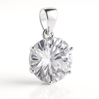 Zilveren Kettinghanger Rond Zirkonia 12 mm - Zilveren Dames Kettinghanger Ronde Zirkonia - Zilver 925 - Amona Jewelry