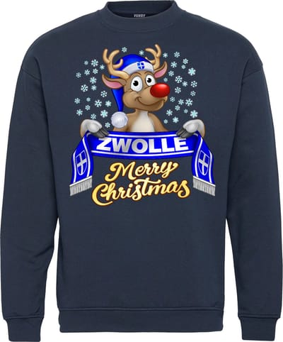 Kersttrui Zwolle | Foute Kersttrui Dames Heren | Kerstcadeau | Pec Zwolle supporter | Navy | maat XS