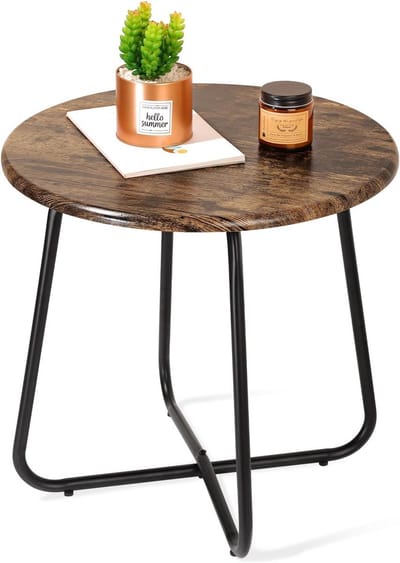 Ronde Buiten bijzettafel Antiek Bruin Metaal voor Tuin en Balkon - Stabiel