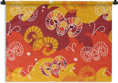 Wandkleed - Wanddoek - Ram - Zodiac - Astrologie - Design - 60x45 cm - Wandtapijt