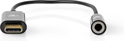 Nedis USB-C Adapter - USB 3.2 Gen 1 - USB-C Male - 3,5 mm Female - 0.15 m - Rond - Vernikkeld - PVC - Zwart - Doos