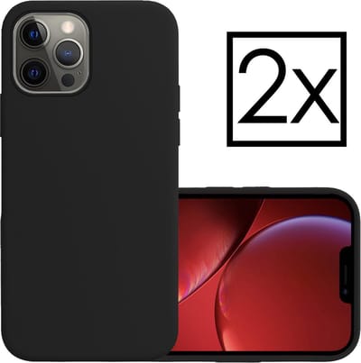 Hoesje - 2 Stuks - Geschikt voor Apple iPhone 13 Pro - Sterk & Shockproof - Case Siliconen - Back Cover - Telefoon Hoes - Zwart