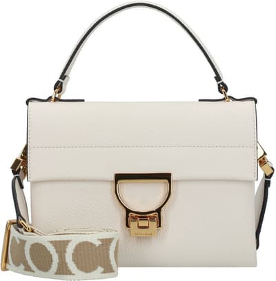 COCCINELLE Leren Handtas Schoudertas Arlettis Signature Handbag Grained Leather Blanco Crème