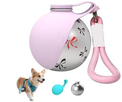 Sogiol® Drinkfles voor huisdieren - 2-in-1 draagbare drinkfles voor honden - Draagbare en opvouwbare drinkfles voor huisdieren - Ronde roestvrijstalen behuizing met siliconen kom - Bedrukt patroon - Lekvrije afsluiting - 285 ml - roz