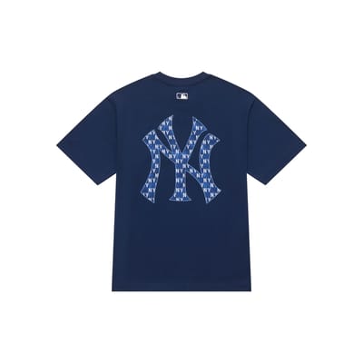 Série Monogramme MLB New York Yankees SS24 T-shirt à col rond imprimé logo en jean Unisexe Hauts Bleu Foncé 3ATSM0643-50NYS XS blue