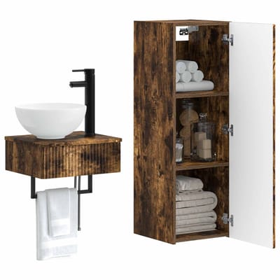 vidaXL - Badkamermeubel - Set - 2 - st - Gerookt - eiken - 33 - x - 34,5 - x - 100 - cm