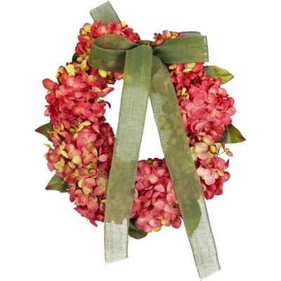 Couronne de Thanksgiving Automne Hortensia Nœud Décoration Guirlande de Fleurs Couronne Thanksgiving Porte d'Entrée beige