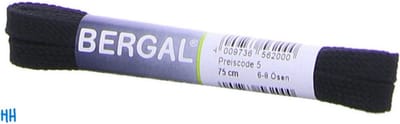 1 Paar (2 stuks) zwarte platte schoenveters van 75 cm lang en 8 mm breed - Bergal 8856 veters