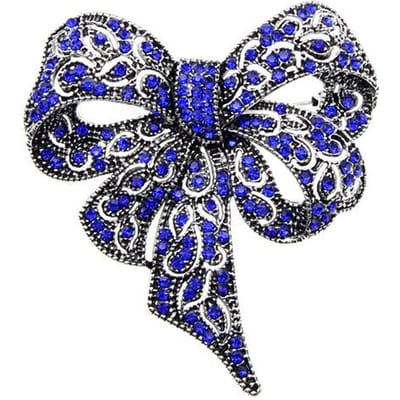 Zwarte Kleur Strass Strik Broches Voor Vrouwen Grote Strik Broche Speld Vintage Mode Sieraden Winter Accessoires blauw