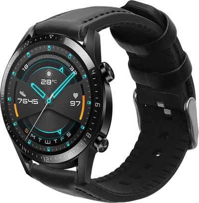 kwmobile horlogeband geschikt voor Huawei Huawei Watch GT / GT2 / GT3 (46mm) -Armband voor fitnesstracker van leer in zwart