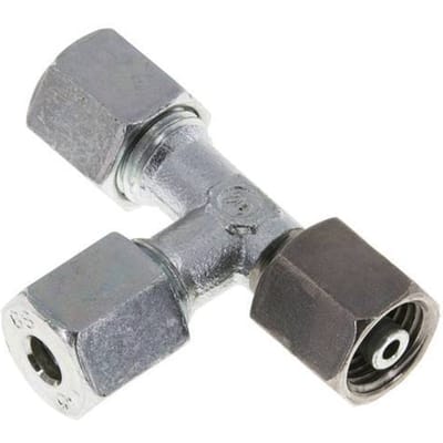 6S Zink Geplateerd Staal Haakse Tee Snijverbinding met Draaibare 630 bar Verstelbaar ISO 8434-1