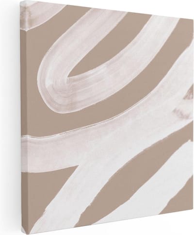 Artaza Canvas Schilderij Abstract Beige - 30x30 cm - Klein - Muurdecoratie Woonkamer - Wanddecoratie Boho - Kamer Accessoires