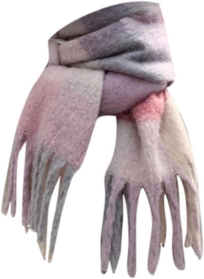 Gebreide Dames Sjaal - Warme Winterdoek - Zakelijk en Vrije Tijd - Kleurrijk Ruitpatroon - Met Dikke Franjes - Veelzijdig