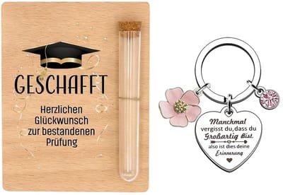 Dailygoods- Afstuderen Decoratie - Houten Ornamenten - Sleutelhanger Roestvrij Staal - Herdenkingscadeau - Duurzaam - Eenvoudig Ontwerp - Afstudeercadeau